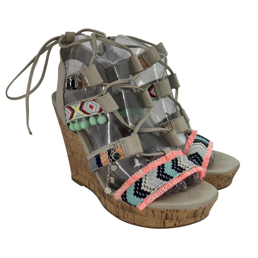 Madden Girl Sandals Shoes Womens Size 7.5 Indie Gladiator Wedge Boho Platform